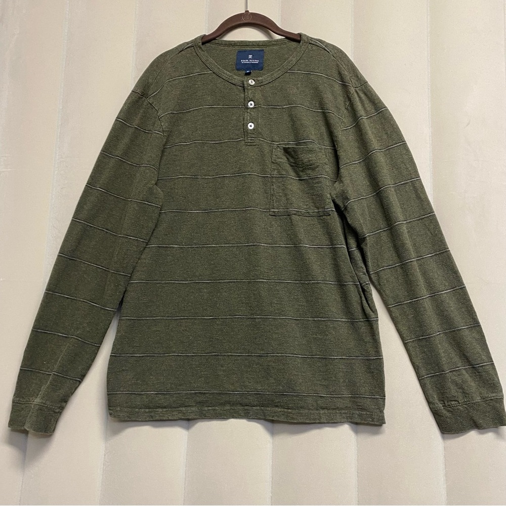 Roark Revival Men’s Henley Long Sleeve Tee Shirt XL Olive Green Masculine